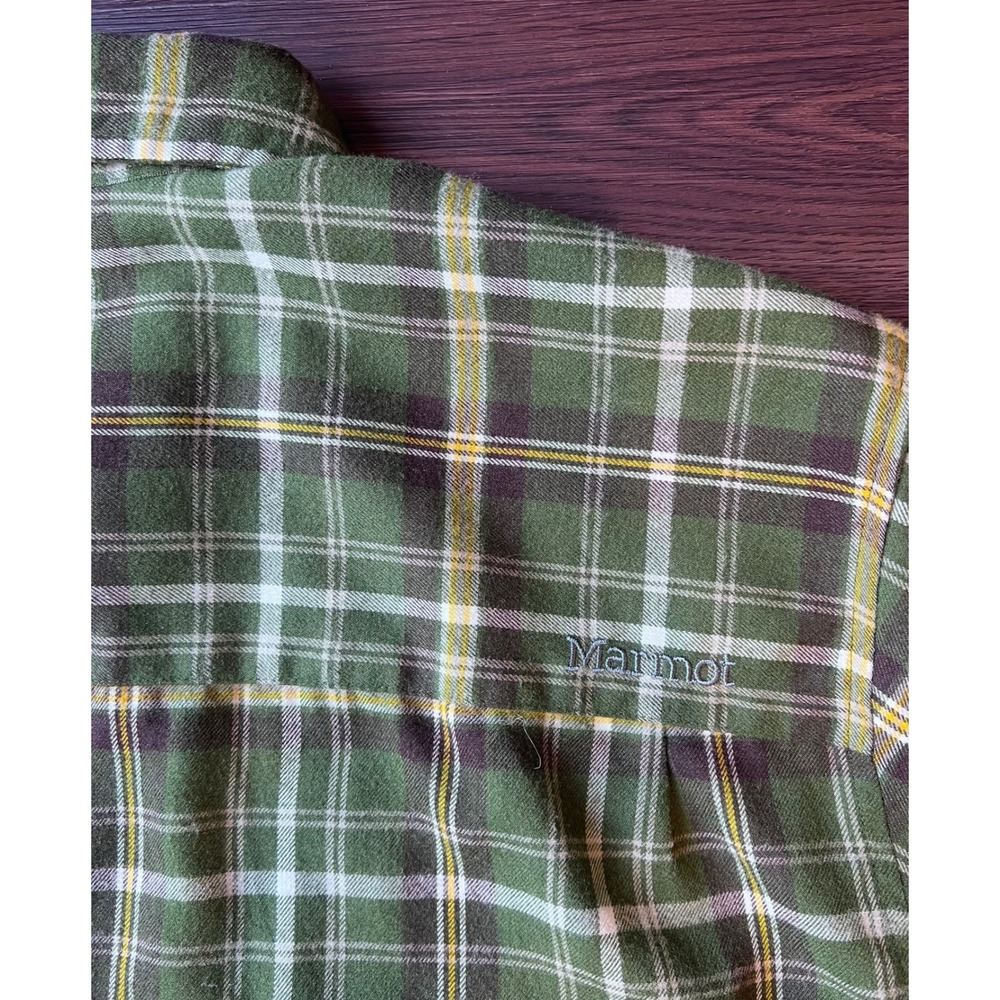 Marmot Mens XXL Green Plaid Flannel Shirt Long Sleeve Wool Blend SCC-308 - Picture 8 of 10